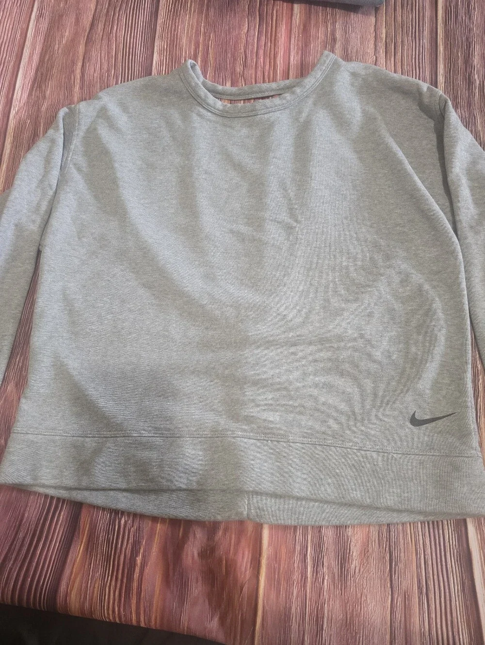 Nike Light Gray Dri-FIT Crewneck Sweatshirt With Open Back. Sz Med